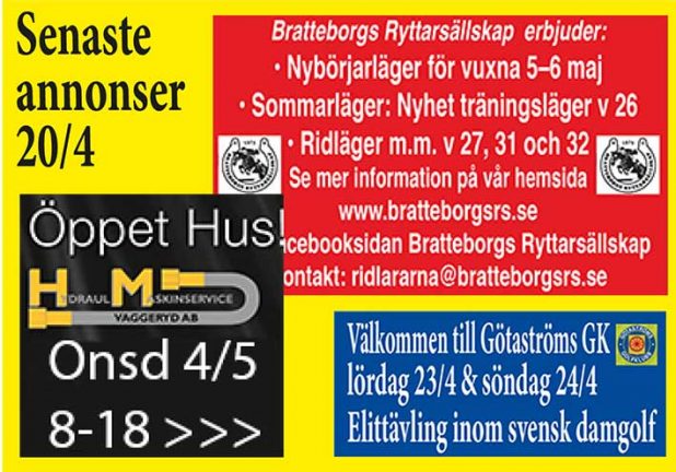 Senaste annonser och tisdagens händelser