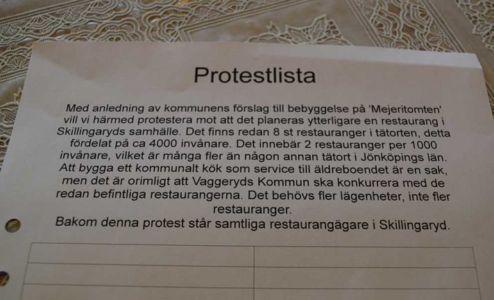 Protestlistor och namninsamling pågår mot konkurrerande kommunal restaurang