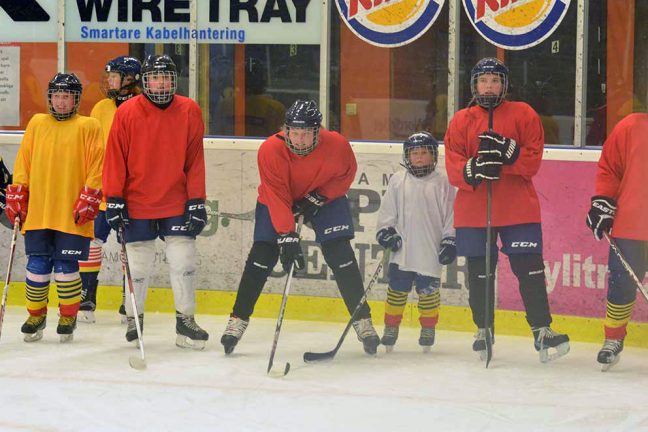 Flera nya tjejer kom för att spela hockey