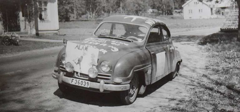 Saab med ”luftbromsarmar” blev första bilen