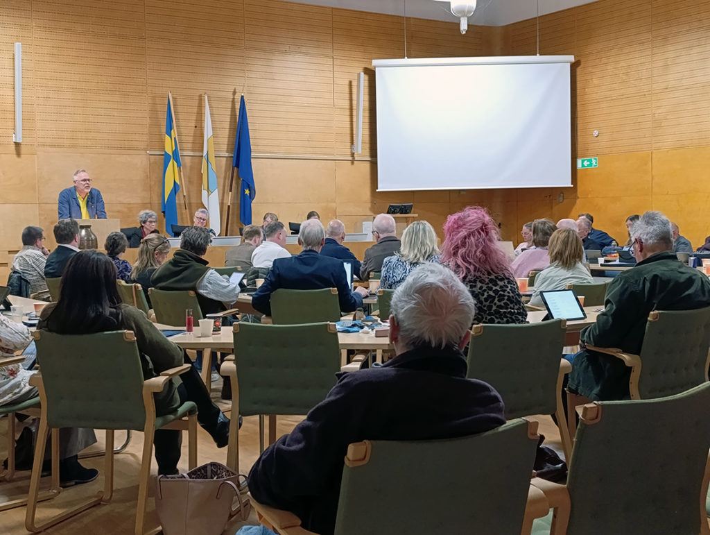 Bild på kommunfullmäktige i Värnamo kommun.