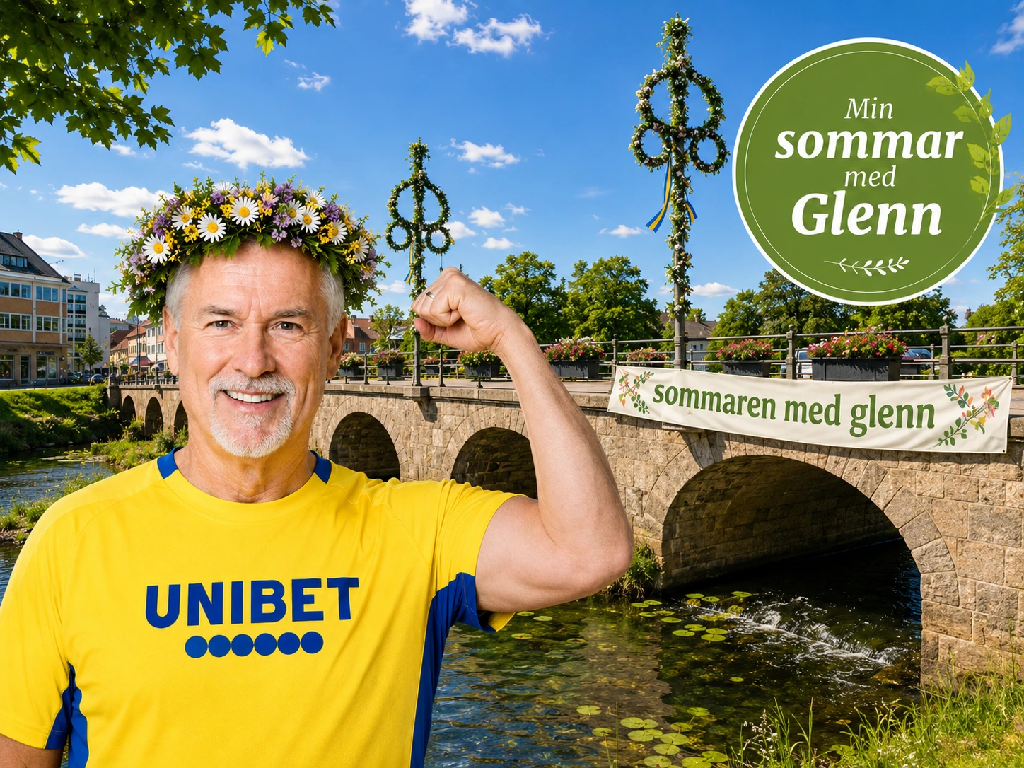 Glenn med midsommarkrans