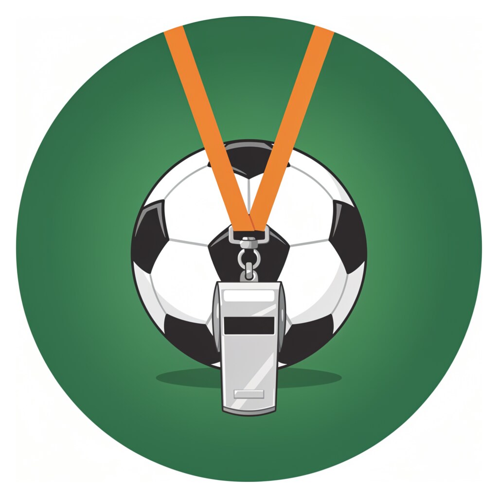Sporten: fotboll med domarvisselpipa
