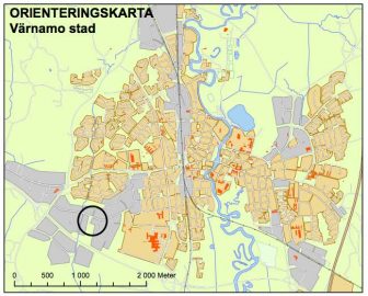 Området för detaljplanen inringad.