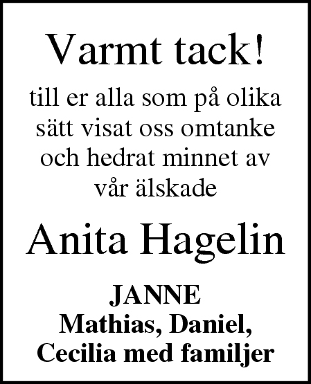 Anita Hagelin - tack