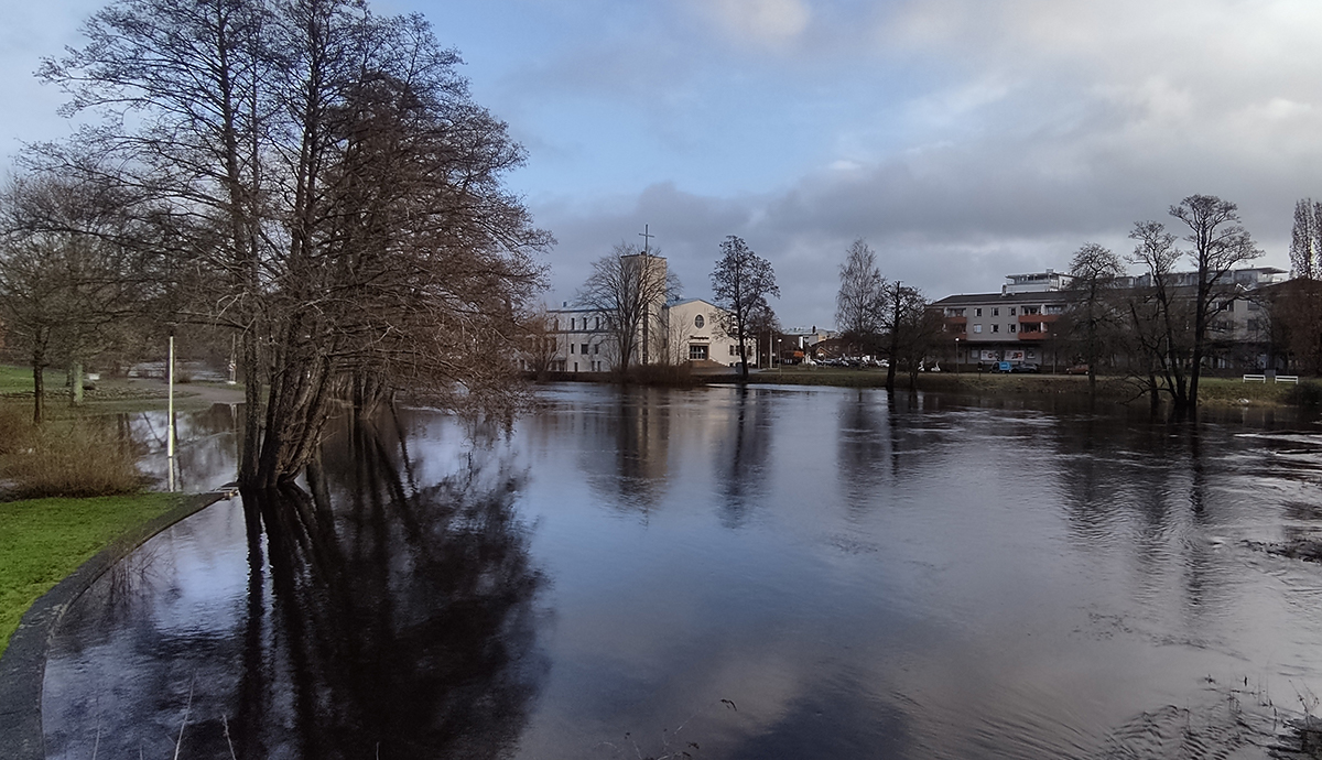 Bild på översvämmad Lagan. Foto: David Alin